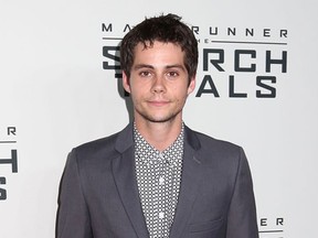 FILE - In this Sept. 15, 2015 photo, Dylan O'Brien attends the premiere of "Maze Runner: The Scorch Trials" in New York. Principal photography on “Maze Runner: The Death Cure” has been further delayed to allow O’Brien more time to recover from injuries he incurred during the shoot in mid-March. 20th Century Fox said in a statement Friday, April 29, 2016, that it looks forward to restarting production as soon as possible. (Photo by Greg Allen/Invision/AP, File)