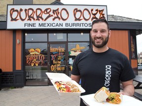 Dave Strano of Burrito Boyz on Central Avenue, near Richmond Row. Since opening the eatery in 2013, Strano has established a second franchise location on Wonderland Road, just north of Oxford Street. Strano grew up working at a food booth operated by his dad at Covent Garden Market. (Derek Ruttan/The London Free Press)