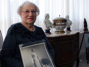 Artist and former fashion designer Ruth Dukas at her home in Kingston, Ont. on Saturday April 30, 2016. Steph Crosier/Kingston Whig-Standard/Postmedia Network