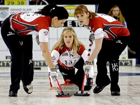 Jennifer Jones scored two on the first end and didn't look back in her win over Rachel Homan at the Champions Cup in Sherwood Park on Sunday. (Larry Wong)