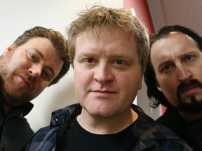 The actors who play the Trailer Park Boys dropped in to the Toronto Sun for a chat with entertainment writer Jim Slotek. L-R Robb Wells (Ricky), Mike Smith (Bubbles) and John Paul Tremblay (Julian).  (MICHAEL PEAKE/Postmedia Network)