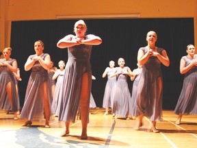 Members of the Vulcan lyrical dance group perform 'Hold Back the River', one of the 16 performances on display at the Dance Inspirations 11th annual Year End Celebration, held at the Cultural Recreational Centre last Saturday. See the May 11 edition of the Vulcan Advocate for more photos from the event.