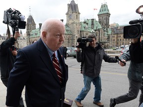Sen. Mike Duffy returns to Parliament Hill in Ottawa on Monday, May 2, 2016. THE CANADIAN PRESS/Sean Kilpatrick
