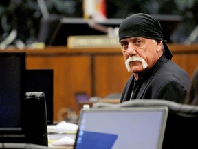 Terry Bollea, also known as Hulk Hogan, sits in court during his trial against Gawker Media, in St Petersburg, Fla., on March 17, 2016. Hogan accused Gawker of leaking his racist comments from a secretly-recorded sex tape in a lawsuit filed on May 2, 2016, in Florida. (Reuters/Dirk Shadd/Tampa Bay Times/Pool)