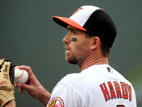 Two-time all-star shortstop J.J. Hardy will miss the Baltimore Orioles' next six to eight weeks after fracturing his left foot. (Evan Habeeb-USA TODAY Sports)