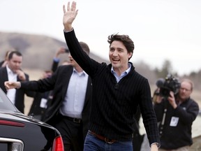Prime Minister Justin Trudeau arrives at the File Hills Qu'Appelle Tribal Council meeting in Fort Qu'Appelle, Saskatchewan on April 26, 2016. REUTERS/David Stobbe