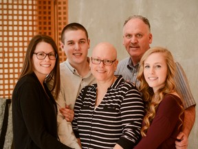 Sharon Shamblaw is surrounded by her husband, Larry, and children Amanda, Brandon and Morgan. Sharon Shamblaw died on May 5 of cancer. (Supplied photo)