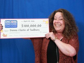 Donna Clarke, of Sudbury, won $100,000 with ENCORE in the April 9, 2016 LOTTO 6/49 draw. Supplied photo