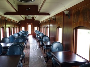 A Canadian Pacific rail car built in 1929 has been brought back into service as a luxury dining car at Heritage Park Historical Village, the living history museum in southwest Calgary. The interior of the River Forth rail car is shown in a handout photo. THE CANADIAN PRESS/HO - Heritage Park Historical Village