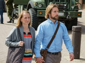 David Stephan and his wife Collet Stephan leave the court house on April 23, 2016 in Lethbridge, Alberta.  The Stephan’s have been pleaded not guilty to failing to provide the necessities of life for 19-month-old Ezekiel, who died in March 2012 from meningitis.  POSTMEDIA/David Rossiter