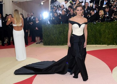 Emma Watson arrives at The Metropolitan Museum of Art Costume Institute Benefit Gala, celebrating the opening of "Manus x Machina: Fashion in an Age of Technology" on Monday, May 2, 2016, in New York. (Photo by Charles Sykes/Invision/AP)