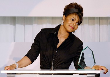 2005: Janet Jackson receiving the Humanitarian Award at the Human Rights Campaign's gala at the Beverly Hilton. Jackson was recognized for her generosity in civil rights and charitable causes, as well as her support for gay, lesbian, bisexual and transgender equality. REUTERS/Chris Pizzello