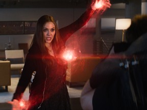 In this image released by Disney, Elizabeth Olsen appears in a scene from "Captain America: Civil War." (Disney-Marvel)