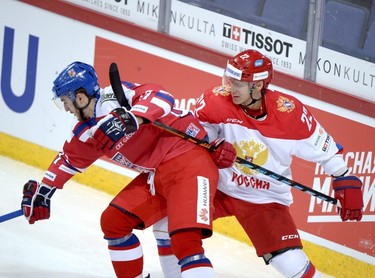 NIKITA ZAITSEV, RUSSIA: The Toronto Maple Leafs recently won the bidding war for the undrafted, 24-year-old defenceman, who former NHLer Ryan Whitney said "was just as impressive to me in the KHL as Panarin was." We'll have to wait for that. But on a Russian team lacking in NHL defencemen, Zaitsev (right) should have an opportunity to shine. (Reuters/Martti Kainulainen/Lehtikuva)