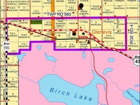 Residents living within the confines of the purple box indicated on the map are being asked to evacuate - Image supplied.