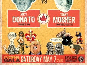 The Toronto Sun's Andy Donato and Montreal Gazette's Terry Mosher will be lauded Saturday, May 7, 2016 during the Association of Canadian Cartoonists convention.