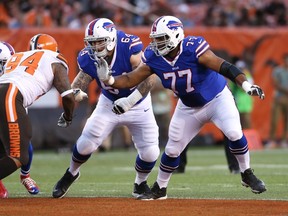 The Bills signed left tackle Cordy Glenn (77) to a contract extension on Wednesday. (The Associated Press)