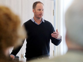 Luke Hendry/The Intelligencer 
Program manager Bill Sherlock outlines the expansion of vaccination for the human papillomavirus vaccine at a meeting of the Hastings and Prince Edward Counties Board of Health in Belleville Wednesday. Boys in Grade 7 will be able to get the vaccine for free starting in September.