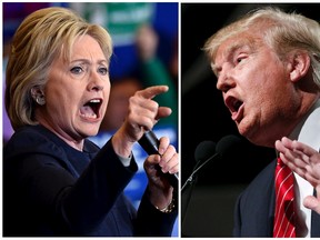 Democratic presidential candidate Hillary Clinton (L) and Republican presidential candidate Donald Trump are seen in a combination of file photos taken in Henderson, Nevada, February 13, 2016 (L) and Phoenix, Arizona, July 11, 2015.  REUTERS/David Becker/Nancy Wiechec/Files
