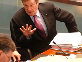 Mayor John Tory at the Toronto city council meeting dealing on new rules for the taxi industry May 3, 2016. (Michael Peake/Toronto Sun)