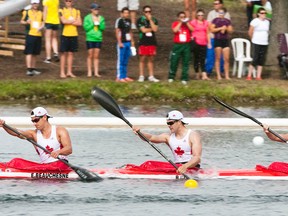 Canadian kayaker Sam Roworth (second from right) raised $5,400 through crowdsourcing to help fund his quest to qualify for the Rio Olympics. (BobTymczyszyn/St. Catharines Standard)