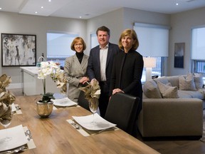 The Dream Lottery is offering a condo in north London. Lesley Cornelius, of St. Joseph?s Health Care Foundation, John MacFarlane, president and CEO of London Health Sciences Foundation and Susan Crowley, president and CEO of Children?s Health Foundation, tour the home.  (MIKE HENSEN, The London Free Press)