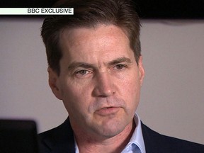This framegrab made available by the BBC on Monday May 2, 2016 shows creator of the bitcoin, Craig Wright speaking in London.  (BBC News via AP)