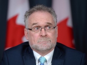 Auditor General of Canada Michael Ferguson holds a media conference at the National Press Theatre in Ottawa on Tuesday, May 3, 2016, regarding the 2016 Spring Reports of the Auditor General. THE CANADIAN PRESS/Sean Kilpatrick
