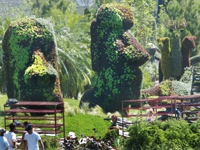 The Chilean entry of Easter Island Megaliths was one of the floral sculptures presented at Mosaicultures Internationales Montreal 2013.