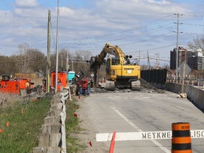Work on the Front Road Bridge has been halted by the city because of cost and schedule overruns. Elliot Ferguson/The Whig-Standard