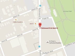 A man was reported with a gun at Richmond and Kent streets in downtown London early Saturday morning.