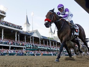 Mario Gutierrez rides Nyquist to victory during the 142nd running of the Kentucky Derby at Churchill Downs Saturday, May 7, 2016, in Louisville, Ky. (AP Photo/David J. Phillip)
