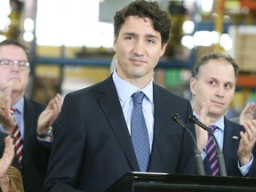 Prime Minister Justin Trudeau during a press conference  at the Greenwood Subway Yard on Friday May 6, 2016. Veronica Henri/Toronto Sun/Postmedia Network