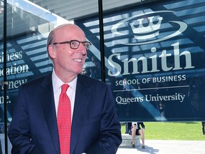 Stephen Smith smiles after donating $50 million to the Queen's School of Business, now known as the Smith School of Business, on Oct. 1, 2015. (Ian MacAlpine /The Whig-Standard/)