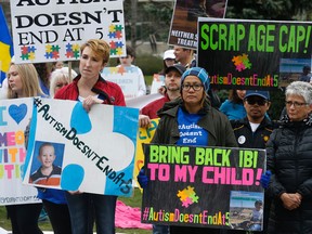 Parents of autistic kids protest at Queen's Park on May 5. (MICHAEL PEAKE, Toronto Sun)
