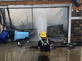 Firefighter Jamie Germain refuses to give up on his twin brother's burning house in Fort McMurray. Nick Germain