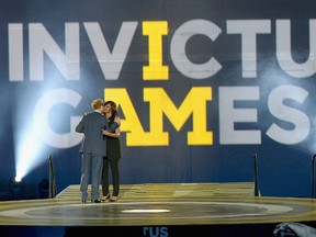 LAKE BUENA VISTA, FL -  Prince Harry and Michelle Obama attends the Invictus Games Orlando 2016 - Opening Ceremony on May 8, 2016 in Palm Beach, Florida.