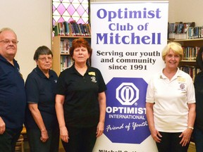 Founding members of the Optimist Club of Mitchell still active include Don Hotson (left), Wayne Krug, Edna Hotson, Barb Rose, Dianne Josling, Kathy Vivian and Nancy Krug. GALEN SIMMONS MITCHELL ADVOCATE