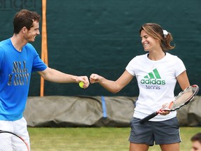 Great Britain's Andy Murray and coach Amelie Mauresmo during practice.
(Action Images/Tony O'Brien)