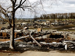 A fire ravaged Beacon Hill neighborhood in Fort McMurray on May 9, 2016.