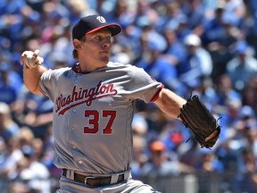 Washington Nationals pitcher Stephen Strasburg delivers a pitch against the Kansas City Royals during the first inning at Kauffman Stadium in Kansas City on May 4, 2016. (Peter G. Aiken/USA TODAY Sports)