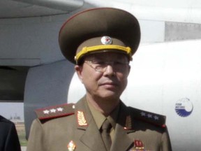 In this May 22, 2013, file photo, Ri Yong Gil, then North Korean military chief, poses for a photo before leaving Pyongyang Airport, North Korea, for China. Ri who Seoul had said was executed is actually alive and in possession of several new senior-level jobs, the North’s state media said Tuesday, May 10, 2016. (AP Photo/Kim Kwang Hyon, File)