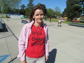 Teresa Ingles is shown in this file photo in Tecumseh Park during a skate board competition the Deker Bauer Foundation for Suicide Prevention held last year. The foundation Ingles is the chief executive officer of recently  received designation as a charitable organization.
(File photo/Sarnia Observer)