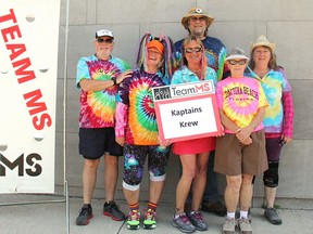 Courtesy MS Society of Canada
Local team Kaptains Krew assembles for last year's Belleville Mandarin MS Walk in Belleville Tuesday. In the foreground form left are Gerry O'Brien, Monique White, Shell-Lee Wert, Ann Scott and Melinda Wert. In the background is Chris Wouters.