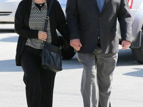 Carol Christie and her husband John Christie arrive at the Owen Sound courthouse on Tuesday, May 10, 2016. (James Masters/The Owen Sound Sun Times/Postmedia Network)