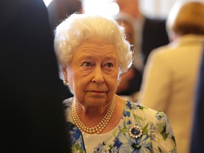 Britain's Queen Elizabeth is pictured during a reception in Buckingham Palace to mark the Queen's 90th birthday, in London, Britain, May 10, 2016. (REUTERS/Paul Hackett)