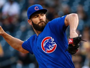Chicago Cubs starting pitcher Jake Arrieta delivers during the first inning against the Pittsburgh Pirates in Pittsburgh Tuesday, May 3, 2016. (AP Photo/Gene J. Puskar)