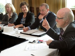 Gerry Macartney, CEO London Chamber of Commerce,  during  a roundtable discussion at the Innovation in Manufacturing conference at the Best Western Lamplighter Inn in London on Wednesday. (MORRIS LAMONT, The London Free Press)