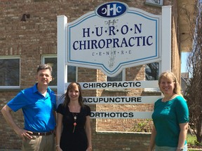 Huron Chiropractic Centre pledged $600 to the AMGH Radiothon campaign, and challenged all chiropractors, physiotherapists and massage therapists in the community to do the same. Pictured here from left to right, Doug Norsworthy, Shannon Lahay (AMGH Foundation coordinator) and Anita Gross. (Contributed photo)