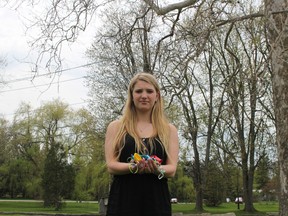 Grace Wiley, a young woman from Thamesford, wants to educate people about the environmental impact of balloon releases. The rubber and ribbon released to the sky ends up creating litter in green spaces, bodies of water, and even the bellies of wildlife, she said. (MEGAN STACEY/Sentinel-Review)